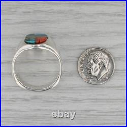 Vintage Native American Stone Mosaic Ring Sterling Silver Edison Yazzie Navajo