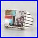 Vintage Native American Stone Mosaic Ring Sterling Silver Sz 12 Turquoise Shell