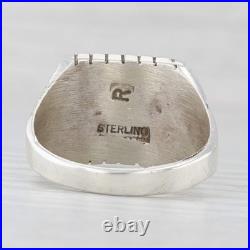 Vintage Native American Stone Mosaic Ring Sterling Silver Sz 12 Turquoise Shell