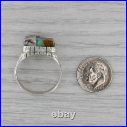 Vintage Native American Stone Mosaic Ring Sterling Silver Sz 12 Turquoise Shell