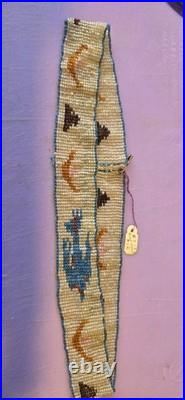 Vintage Native American Style Loom Beaded Band Plains Design Glass Beads 10in