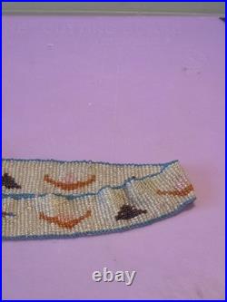 Vintage Native American Style Loom Beaded Band Plains Design Glass Beads 10in