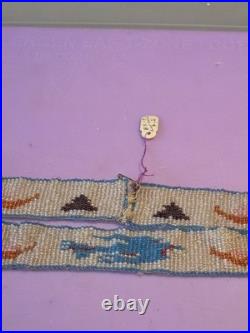 Vintage Native American Style Loom Beaded Band Plains Design Glass Beads 10in