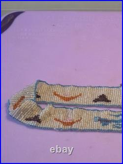 Vintage Native American Style Loom Beaded Band Plains Design Glass Beads 10in