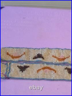 Vintage Native American Style Loom Beaded Band Plains Design Glass Beads 10in