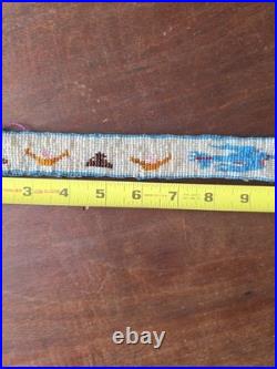 Vintage Native American Style Loom Beaded Band Plains Design Glass Beads 10in