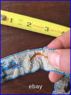 Vintage Native American Style Loom Beaded Band Plains Design Glass Beads 10in