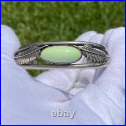 Vintage Native American Style Sterling Silver Cuff with Lemon Chrysoprase Maybe