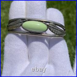 Vintage Native American Style Sterling Silver Cuff with Lemon Chrysoprase Maybe