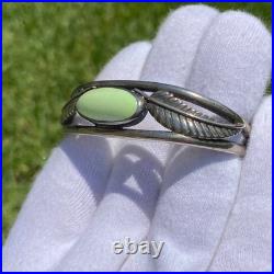 Vintage Native American Style Sterling Silver Cuff with Lemon Chrysoprase Maybe