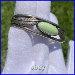 Vintage Native American Style Sterling Silver Cuff with Lemon Chrysoprase Maybe