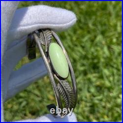 Vintage Native American Style Sterling Silver Cuff with Lemon Chrysoprase Maybe