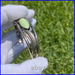 Vintage Native American Style Sterling Silver Cuff with Lemon Chrysoprase Maybe Vintage Native American Style Sterling Silver Cuff with Lemon Chrysoprase Maybe