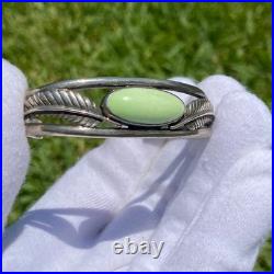 Vintage Native American Style Sterling Silver Cuff with Lemon Chrysoprase Maybe