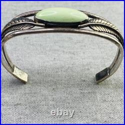 Vintage Native American Style Sterling Silver Cuff with Lemon Chrysoprase Maybe