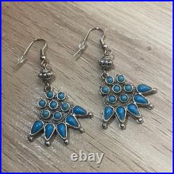 Vintage Native American Style Turquoise Dangle Drop Earrings, Alloy, Hook