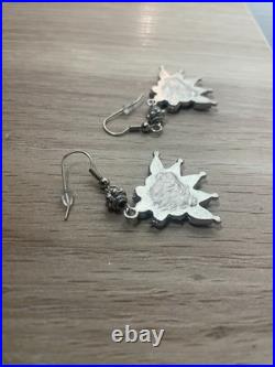 Vintage Native American Style Turquoise Dangle Drop Earrings, Alloy, Hook