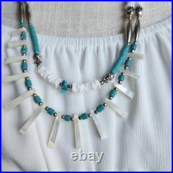 Vintage Native American Style Turquoise Heishi & Shell Necklace 24