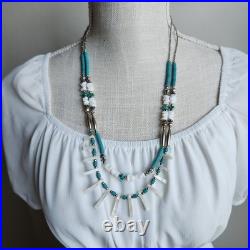Vintage Native American Style Turquoise Heishi & Shell Necklace 24
