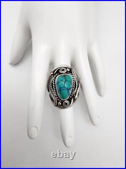 Vintage Native American Style Turquoise Sterling Silver Sz. 13.25 Ring 15.9 Gram