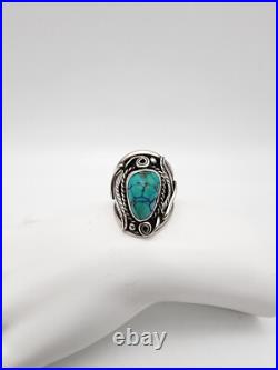 Vintage Native American Style Turquoise Sterling Silver Sz. 13.25 Ring 15.9 Gram