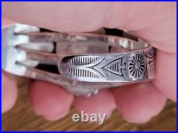 Vintage Native American Thunderbird 925 Stamped Cuff Turquoise Bracelet 6.5