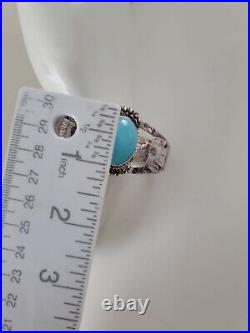 Vintage Native American Thunderbird 925 Stamped Cuff Turquoise Bracelet 6.5