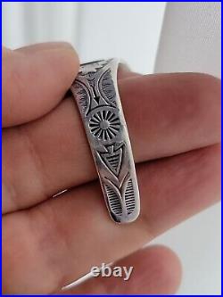 Vintage Native American Thunderbird 925 Stamped Cuff Turquoise Bracelet 6.5
