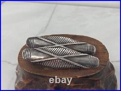 Vintage Native American Tribal Warrior Shield Concave Long Stud Earrings Ethnic