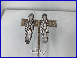 Vintage Native American Tribal Warrior Shield Concave Long Stud Earrings Ethnic