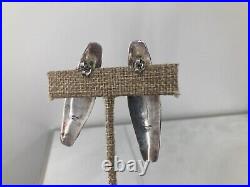 Vintage Native American Tribal Warrior Shield Concave Long Stud Earrings Ethnic