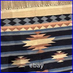 Vintage Native American Tribal Wool RUG Fringed 4ft X 6ft
