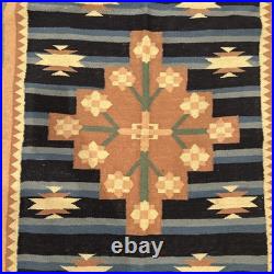 Vintage Native American Tribal Wool RUG Fringed 4ft X 6ft