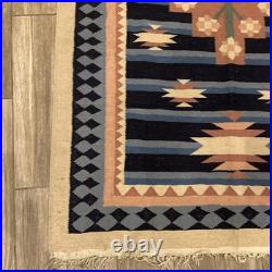 Vintage Native American Tribal Wool RUG Fringed 4ft X 6ft