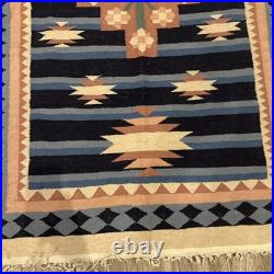 Vintage Native American Tribal Wool RUG Fringed 4ft X 6ft Vintage Native American Tribal Wool RUG Fringed 4ft X 6ft