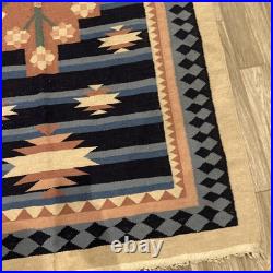 Vintage Native American Tribal Wool RUG Fringed 4ft X 6ft Vintage Native American Tribal Wool RUG Fringed 4ft X 6ft