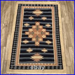 Vintage Native American Tribal Wool RUG Fringed 4ft X 6ft