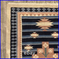 Vintage Native American Tribal Wool RUG Fringed 4ft X 6ft Vintage Native American Tribal Wool RUG Fringed 4ft X 6ft
