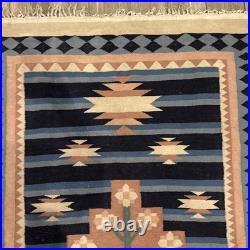 Vintage Native American Tribal Wool RUG Fringed 4ft X 6ft