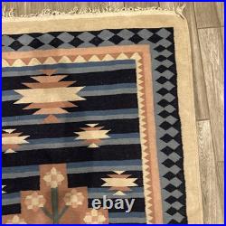 Vintage Native American Tribal Wool RUG Fringed 4ft X 6ft Vintage Native American Tribal Wool RUG Fringed 4ft X 6ft