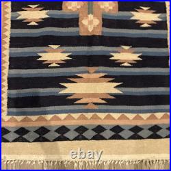 Vintage Native American Tribal Wool RUG Fringed 4ft X 6ft
