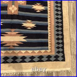 Vintage Native American Tribal Wool RUG Fringed 4ft X 6ft