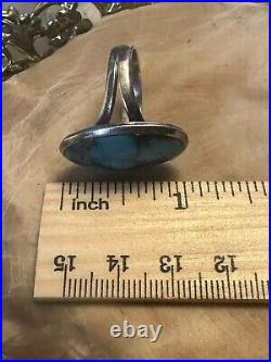 Vintage Native American Turquoise 925 Sterling Silver Ring Size 10