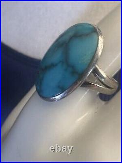 Vintage Native American Turquoise 925 Sterling Silver Ring Size 10
