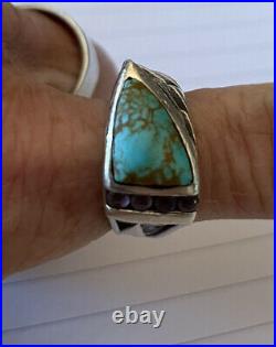 Vintage Native American Turquoise Amethyst Sterling Silver 7.5 Ring