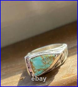 Vintage Native American Turquoise Amethyst Sterling Silver 7.5 Ring