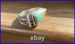 Vintage Native American Turquoise Amethyst Sterling Silver 7.5 Ring