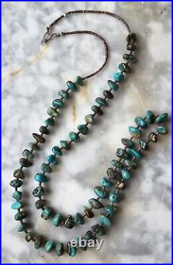 Vintage Native American Turquoise Bead Silver Necklace