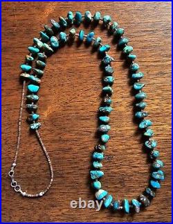 Vintage Native American Turquoise Bead Silver Necklace