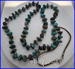 Vintage Native American Turquoise Bead Silver Necklace